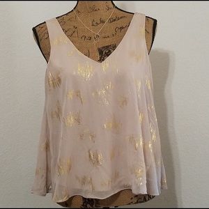 Shimmery, gold and beige, lined, swing tank top.